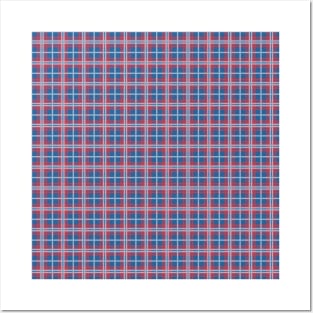 Red, White, and Blue Plaid Stripes Posters and Art